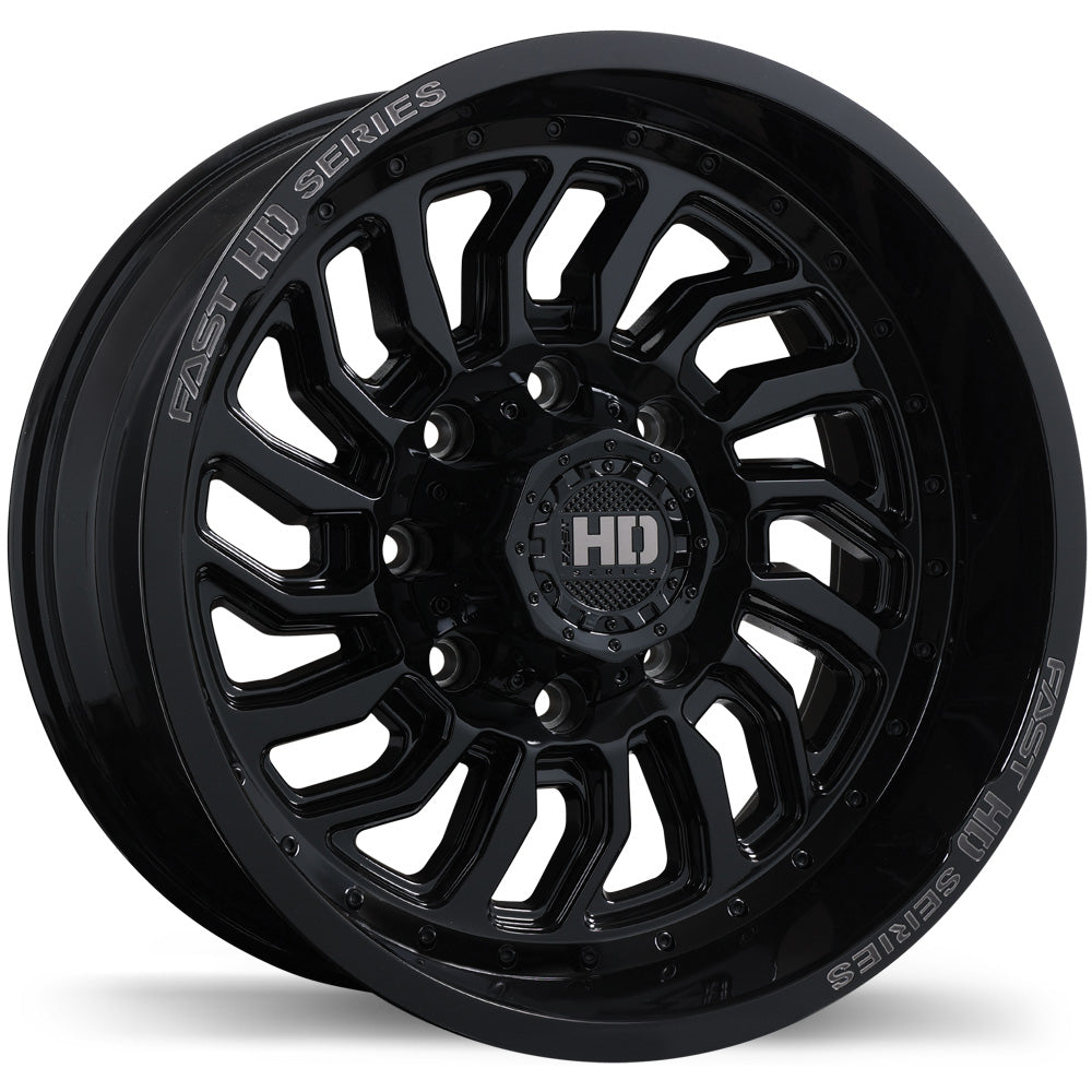 Fast HD D-STRUCT - 20X10.0 | 8X165.1 | 125.1 | -15 Gloss Black with Grey Milling