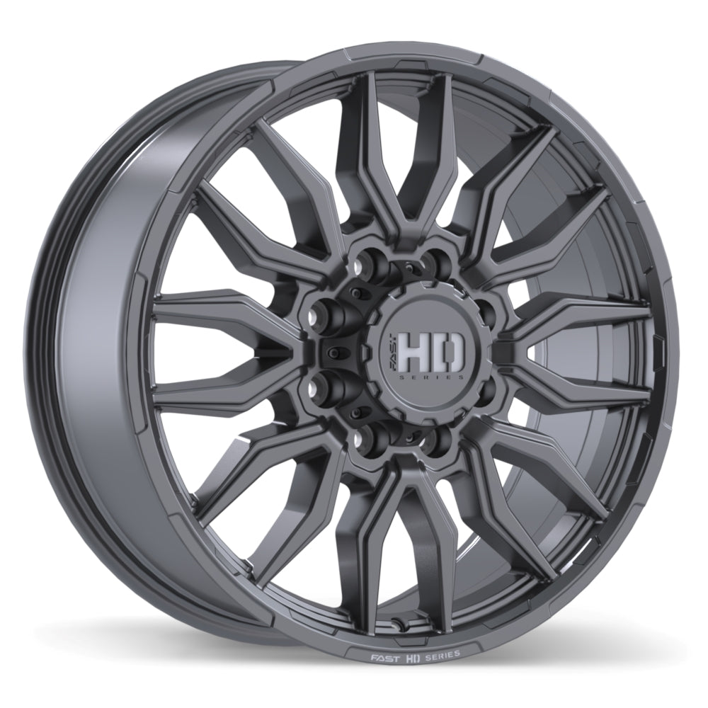 Fast HD Grit - 20X8.5 | 8X180 | 124.4 | +47 Satin Gunmetal with Milling