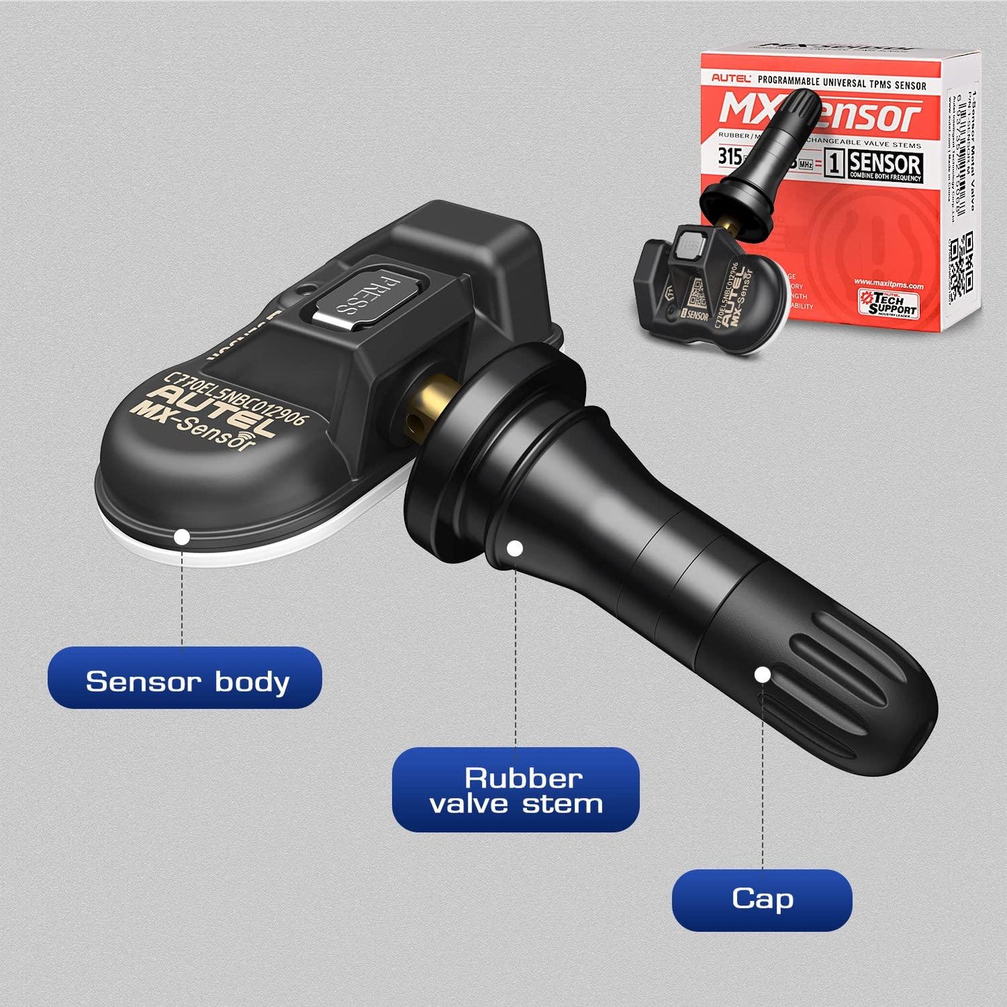 AUTEL UNIVERSAL 2 IN 1 TPMS SENSOR 315/433MHZ WITH RUBBER VALVE - Axon Distribution