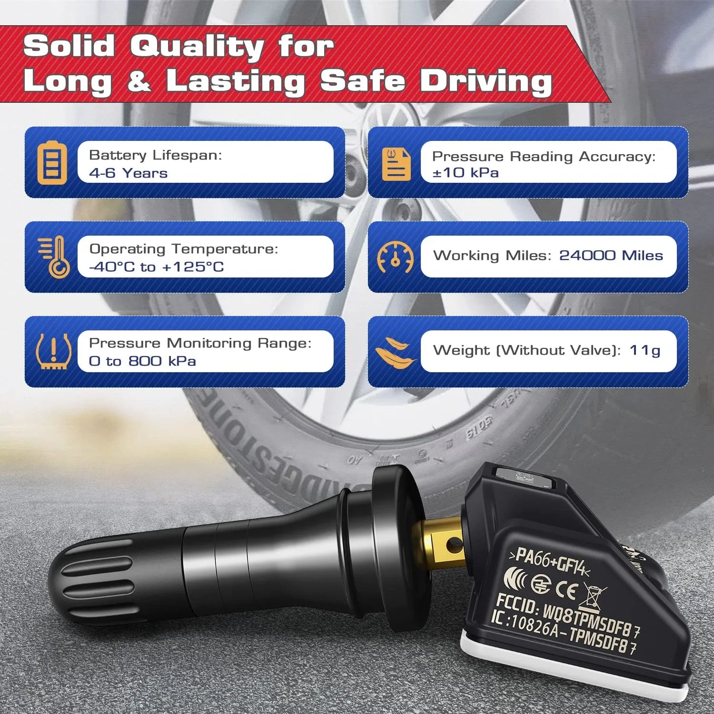 AUTEL UNIVERSAL 2 IN 1 TPMS SENSOR 315/433MHZ WITH RUBBER VALVE - Axon Distribution