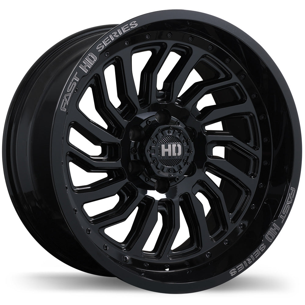 Fast HD D-STRUCT - 20X10.0 | 6X139.7 | 84.2 | -15 Gloss Black with Grey Milling