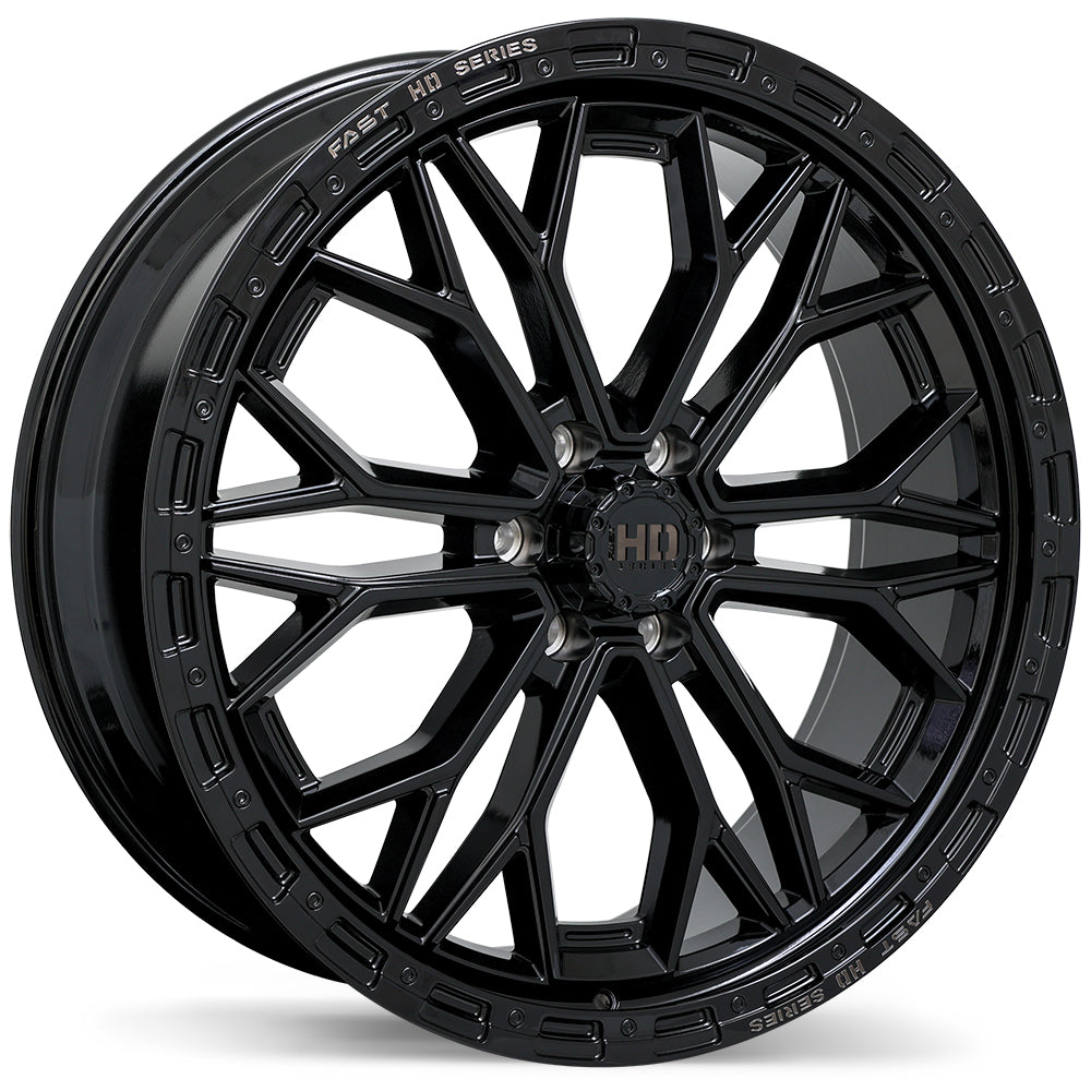 Fast HD Muramasa - 24X9.5 | 6X139.7 | 93.1 | +28 Gloss Black with Grey Milling