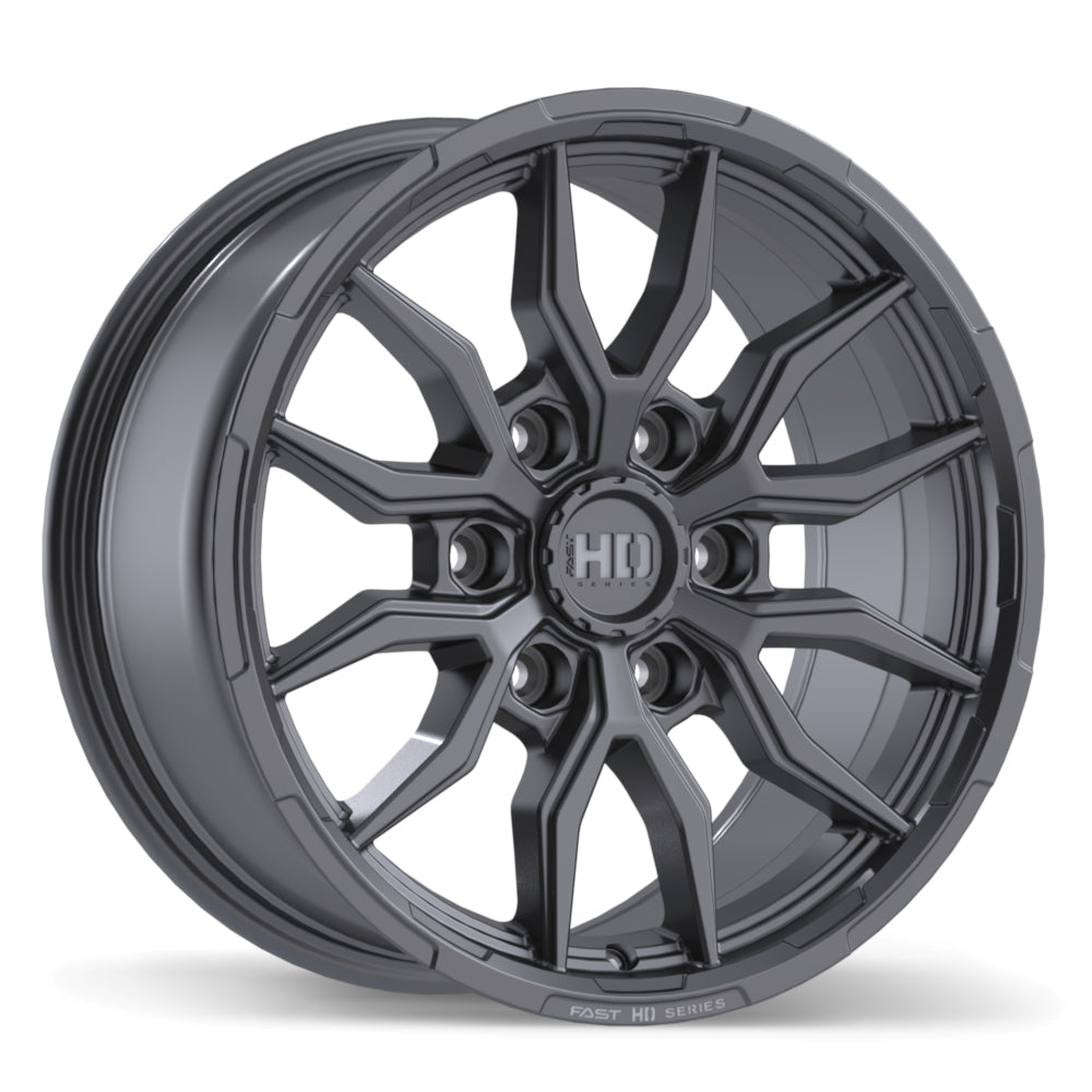 Fast HD Grit - 17X8.0 | 6X139.7 | 78.0 | +24 Satin Gunmetal with Milling