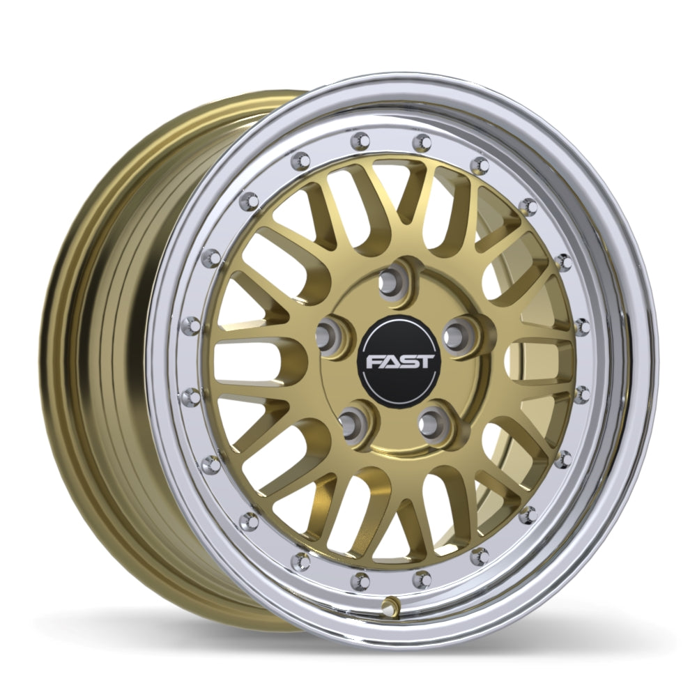 Fast Wheels FR01 - 15X7.0 | 5X110 | 72.6 | +40 Gloss Gold with Machined Lip