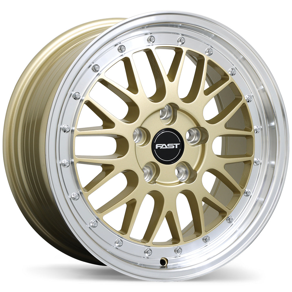 Fast Wheels FR01 - 17X8.0 | 5X110 | 72.6 | +35 Gloss Gold with Machined Lip