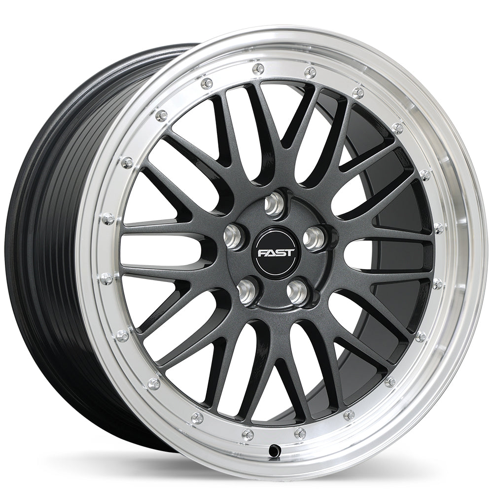 Fast Wheels FR01 - 17X8.0 | 5X120.65 | 72.6 | +45 Gloss Gunmetal with Machined Lip