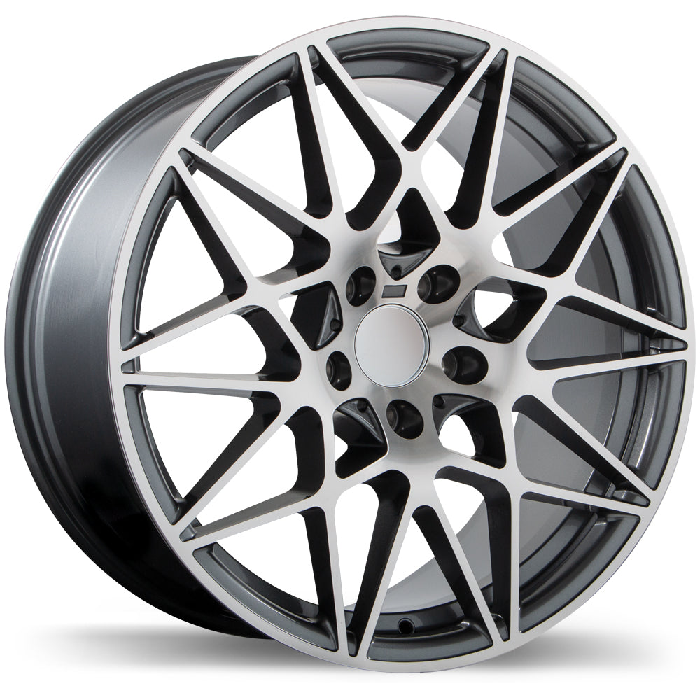 Replika R208 - 19X8.5 | 5X120 | 72.6 | +35 Gloss Gunmetal with Machined Face